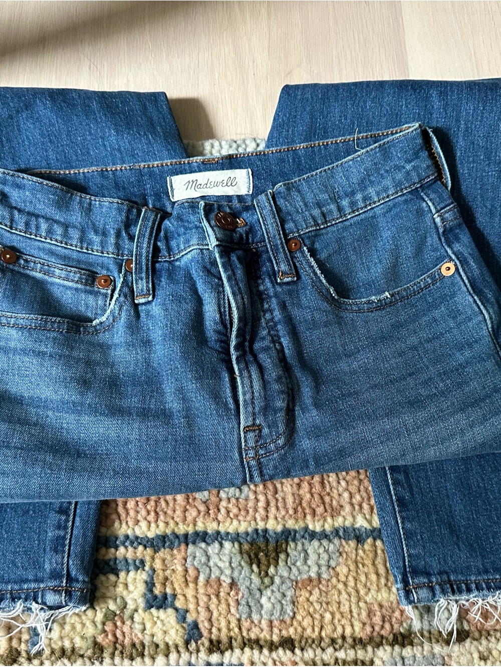 Madewell Dark Blue Denim Jeans with Contrast Stitching